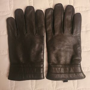 Calvin Klein Leather Men's Solid Black Large Reinforced Fingertips Fully Lined